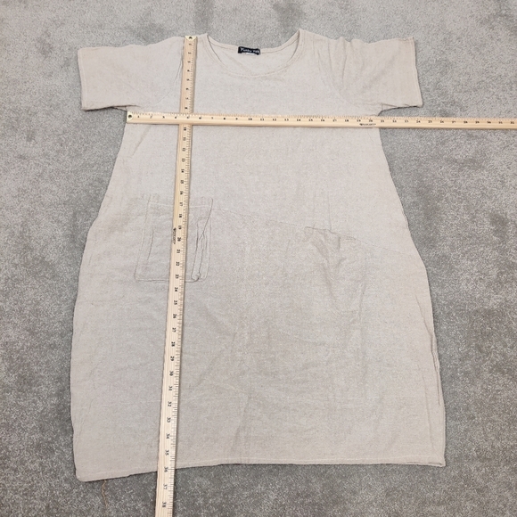 Funny Yak Women's Flax Beige 100% Cotton Dress Size Large Hippie Boho Lagenlook - Picture 6 of 8
